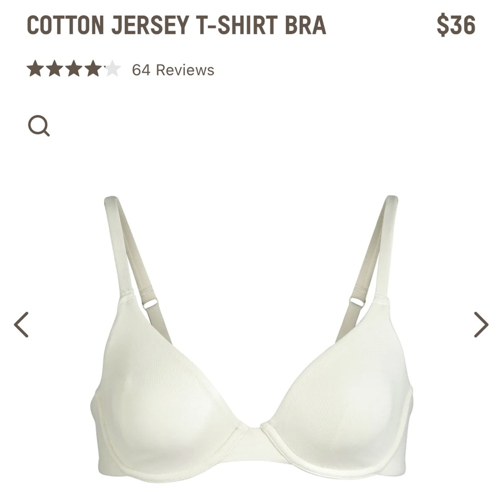 Skims cotton jersey tshirt Bra 34B bone color